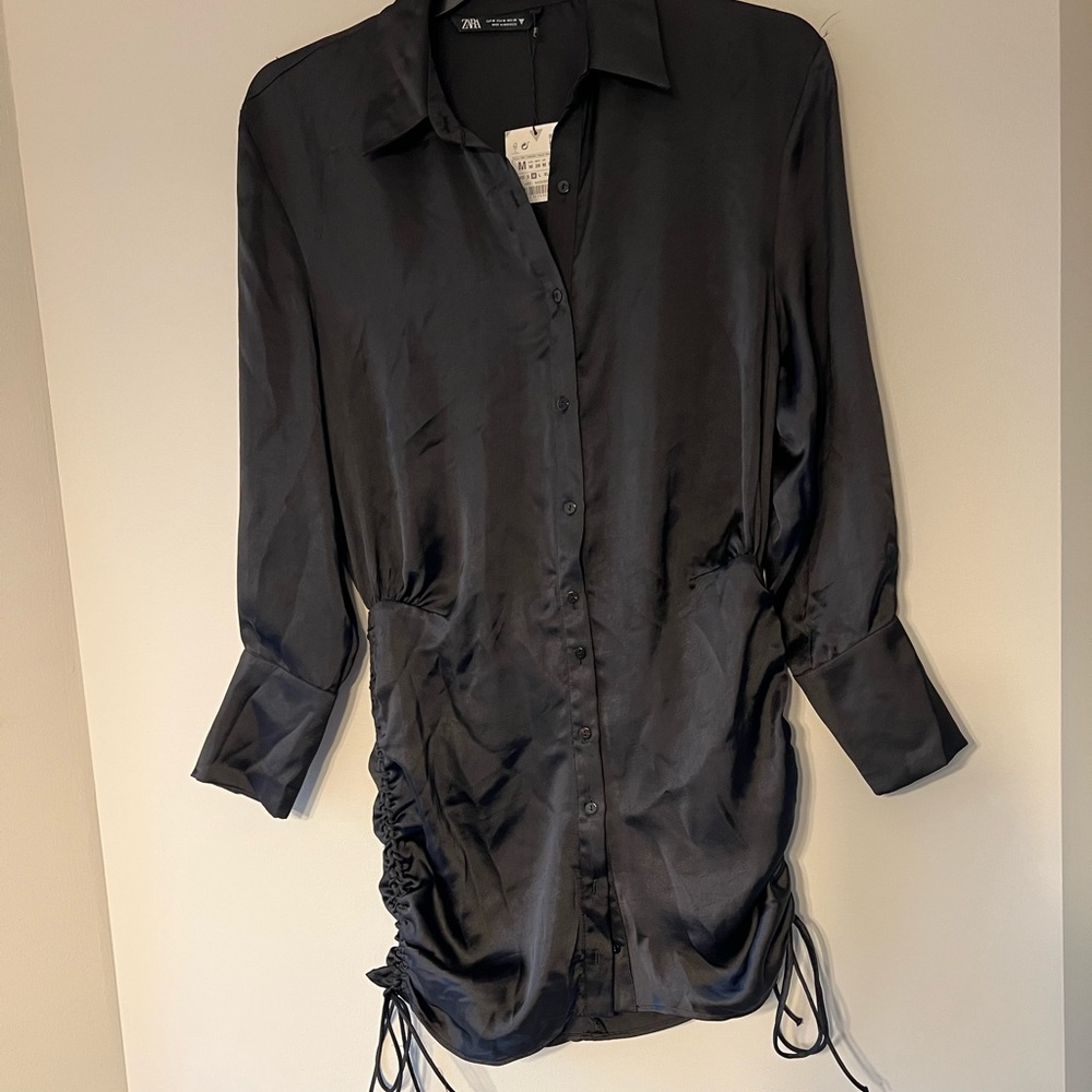 Zara Black Satin Mini Dress